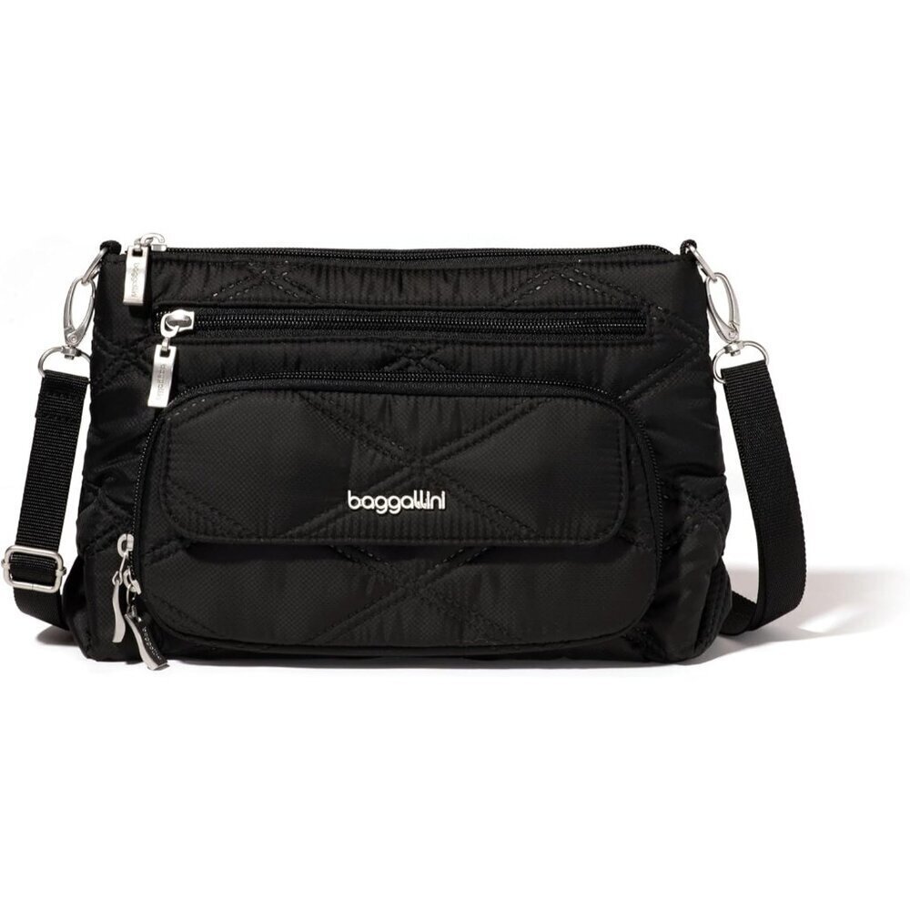 Womens Crossbody Bag Nylon RFID Protection Zipper Exterior Pocket